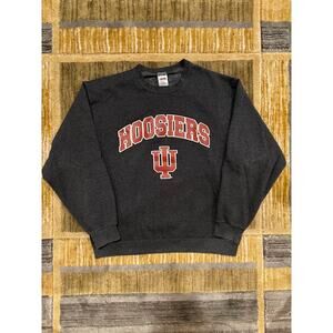 Vintage Indiana University Hoosiers Faded Gray and Red Crewneck Large